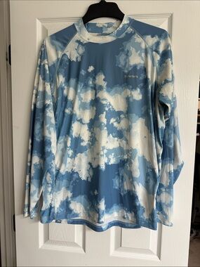 Simms Light Blue & White Long-Sleeve Performance Shirt